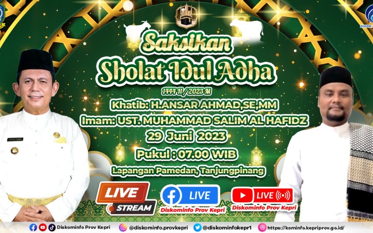 Gubernur Ansar Jadi Khatib Sholat Idul Adha 1444 H di Lapangan Pamedan Tanjungpinang