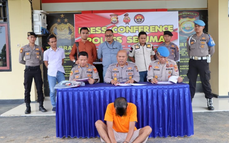 Polres Seluma saat Rilis Keberhasilan Ungkap Kasus Persetubuhan Anak Bawah Umur Dilakukan Ayah Tiri