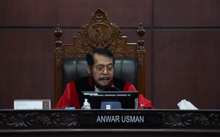 Ketua MK Anwar Usman saat membuka sidang di Ruang Sidang MK, Merdeka Barat, Jakarta Pusat, Kamis (7/9/2023).
