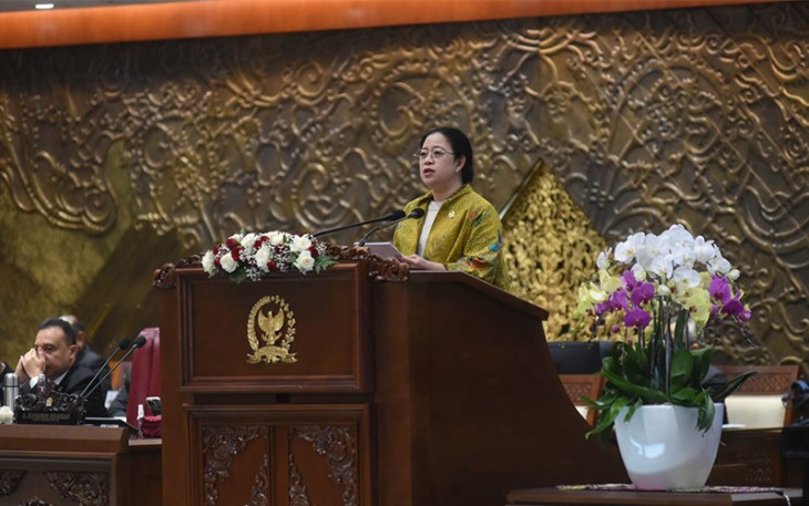 Puan dalam Rapat Paripurna HUT ke-78 DPR yang digelar di Gedung Nusantara, Kompleks Parlemen, Senayan, Jakarta, pada Selasa (29/8/2023).