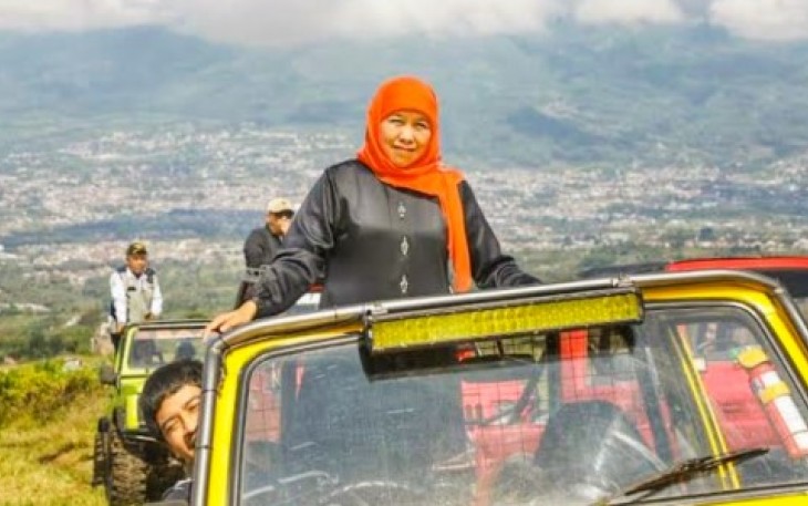Khofifah Indar Parawansa saat healing di Kota Batu, Jawa Timur 