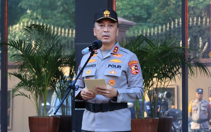 rjen Sandi saat Apel Kesiapsiagaan Divhumas Polri dalam rangka persiapan Ops Lilin 2024, Rabu (18/12)