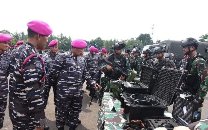 Gelar Pasukan dua Satuan Tugas (Satgas) yaitu dalam rangka Pemeriksaan Kesiapan Latihan (Riksiap Lat) Satgas Operasi Damai Cartenz di Wilayah Papua dan Pemeriksaan Kesiapan Operasi (Riksiap Ops) Satgas Pamtas Laut Natuna Utara Tahun 2024