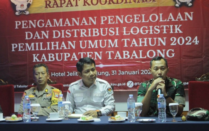 Dandim 1008/Tabalong Letkol Inf Budi Galih S.A.P., M.I.P menghadiri Rapat Koordinasi Pengamanan Pengelolaan dan Distribusi Logistik Pemilihan Umum Tahun 2024 Kab Tabalong. Rabu (31/01) di Hotel Jelita