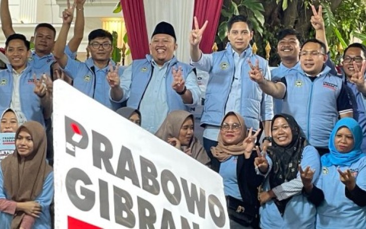 Alumni Pertanian Indonesia saat deklarasi Dukung Prabowo-Gibran di Rumah Kertanegara, Kebayoran Baru, Jakarta Selatan, Sabtu (3/2/24). 