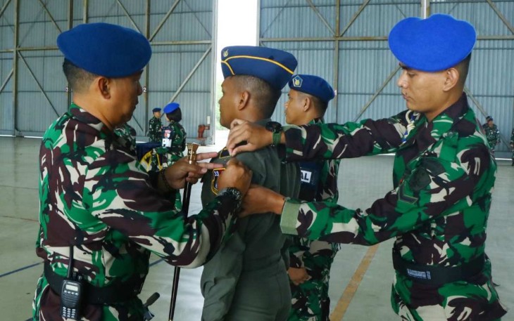 Danlanud Sultan Hasanuddin Marsma TNI Bonang Banyuaji G saat membuka latihan Sriti Gesit, Senin (5/2)