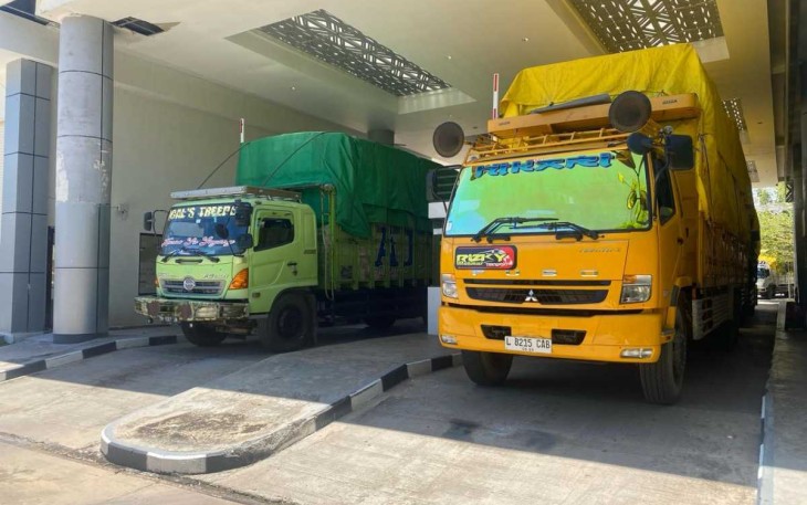 Truck saat melintasi PLBN Motaain Kabupaten Belu, NTT