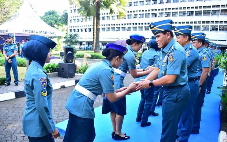 Kasal Laksamana TNI Muhammad Ali saat halalbihalal di Mabesal Jakarta 