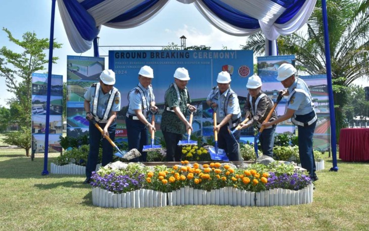 Danlanud Iswahjudi Marsma TNI Firman Dwi Cahyono, M.A., saat groundbreaking pembangunan fasilitas lanud