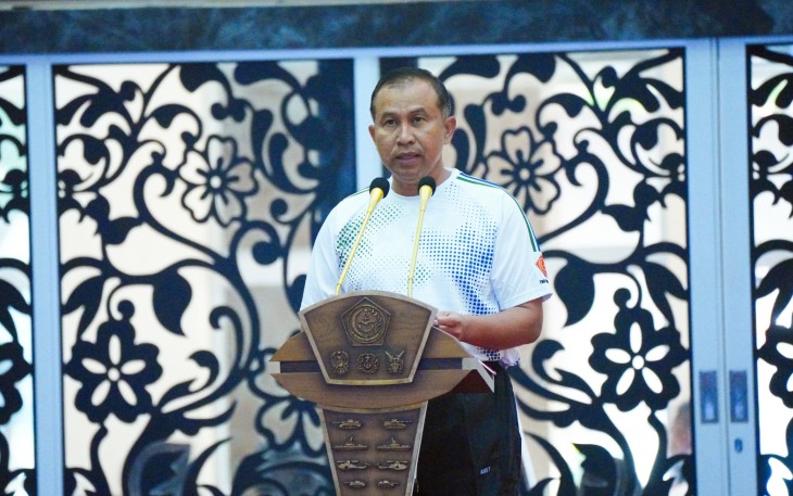 Aspers Panglima TNI Marsda TNI Mohammad Syafii, S.I.P., M.M., saat membuka acara pertandingan Bola Voly Kartini Cup XX Tahun 2024