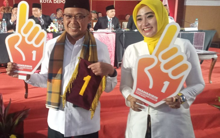 Pasangan Imam Budi Hartono - Ririn dalam debat pilkada Kota Depok