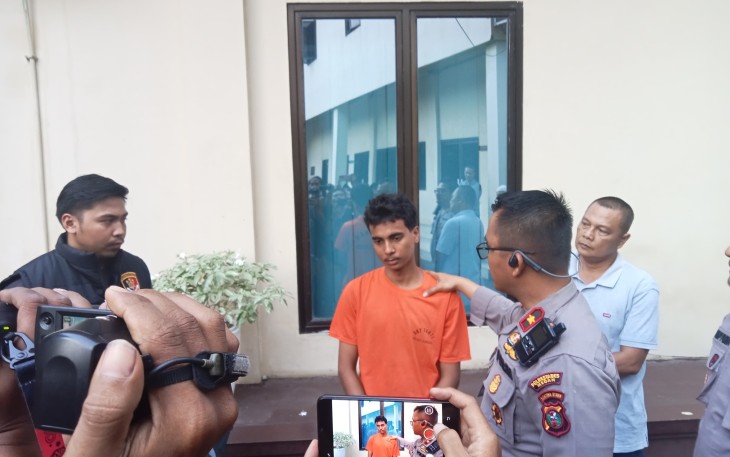 Pelaku Begal Sadis Digiring Mapolsek Sunggal.