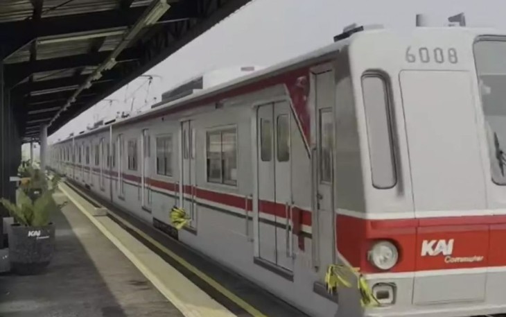 Ilustrasi angkutan kereta di stasiun Pondok Rajeg 