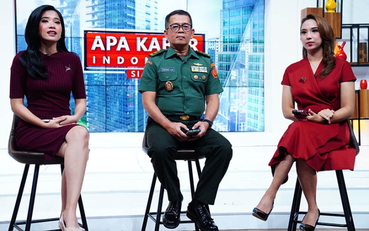 Kapuspen TNI Mayjen TNI Nugraha Gumilar saat kunjungan kerjanya ke Redaksi  tvOne di Pulogadung, Jakarta Timur, Rabu (17/01/2024).