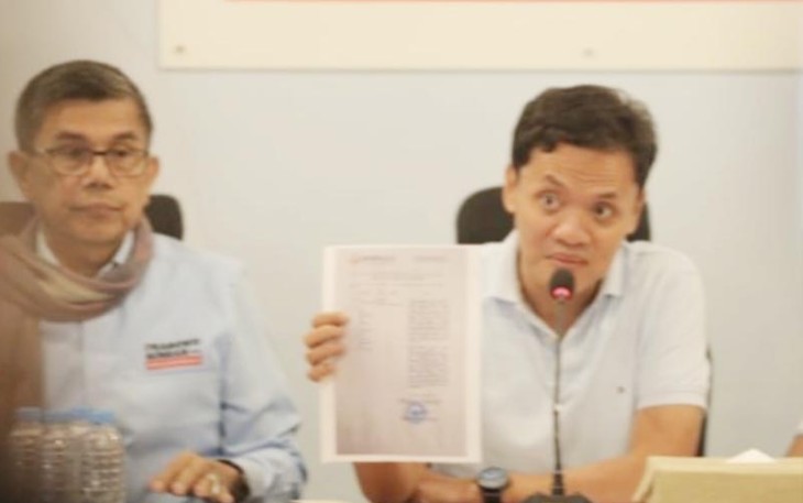 Wakil Ketua Tim Kampanye Nasional (TKN) Prabowo-Gibran, Habiburokhman dalam konferensi pers di Media Center TKN Prabowo-Gibran, Jakarta, Kamis (4/1/24).