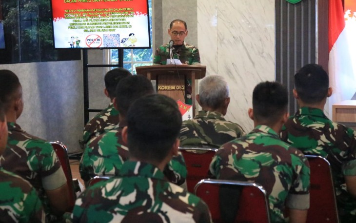 Korem 052/Wkr Gelar Sosialisasi Netralitas TNI Dalam Pemilu