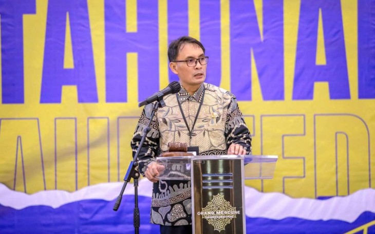 Direktur Jenderal Perhubungan Laut Capt. Antoni Arif Priadi saat memberikan sambutan pada acara Rekonsiliasi Penyusunan Laporan Keuangan Tahun Anggaran 2023 di Jakarta, Jumat (12/1).