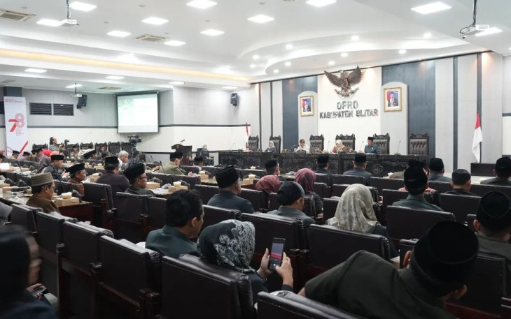 Situasi Rapat Paripurna DPRD Kabupaten Blitar, Jumat 15 Maret 2024.