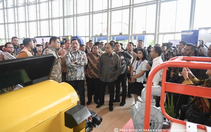 Menko Marves Luhut Binsar Panjaitan saat di ICE BSD Tangerang, Selasa (17/9)