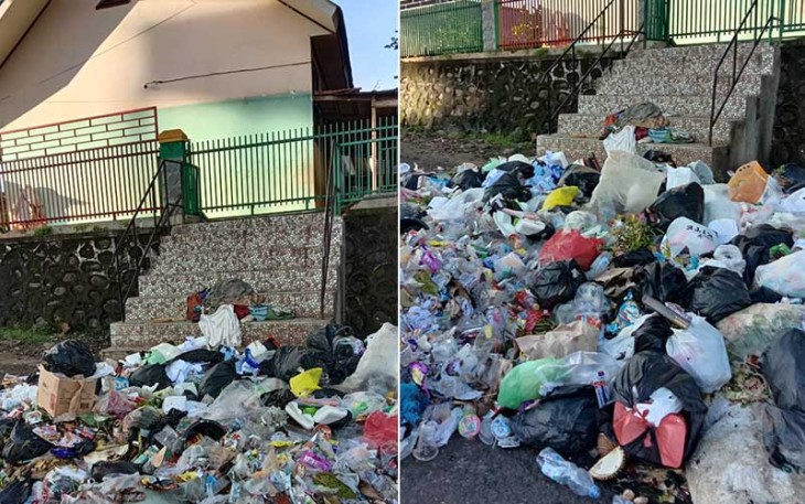 Sampah Menumpuk di Depan Gerbang SDN 5 Kota Pagar Alam 