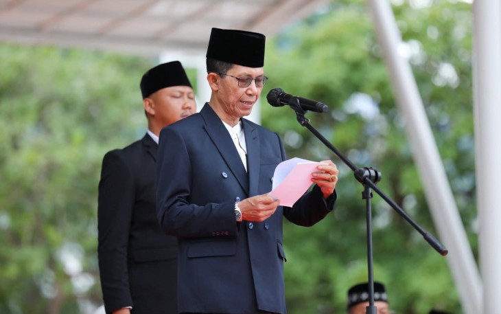 Wali Kota Batam Amsakar Achmad saat membacakan amanat Menteri Agama RI Nasaruddin Umar. 