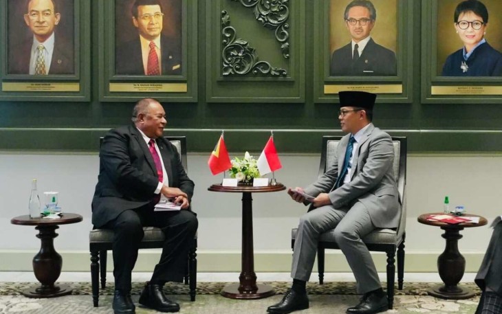 Menlu Sugiono menerima kunjungan Menlu Timor-Leste Bendito dos Santo di Jakarta, Senin (3/3)