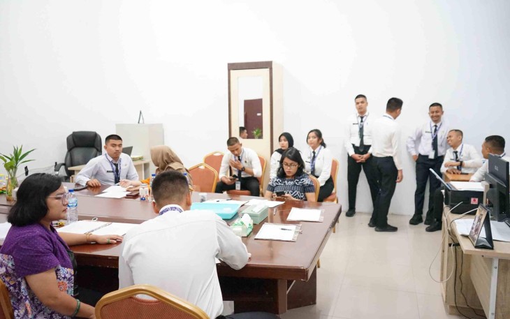Suasana Pelatihan Dasar (Latsar) CPNS di kantor BPSDM Sumut, Jalan Ngalengko, Medan, Kamis (14/8) sore.