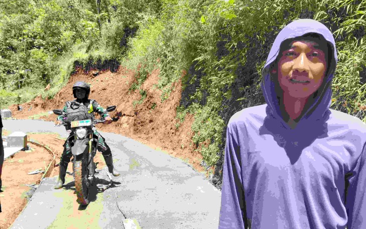 Andri pemuda desa Petungsinarang saat menyampaikan apresiasi program TMMD ke 126