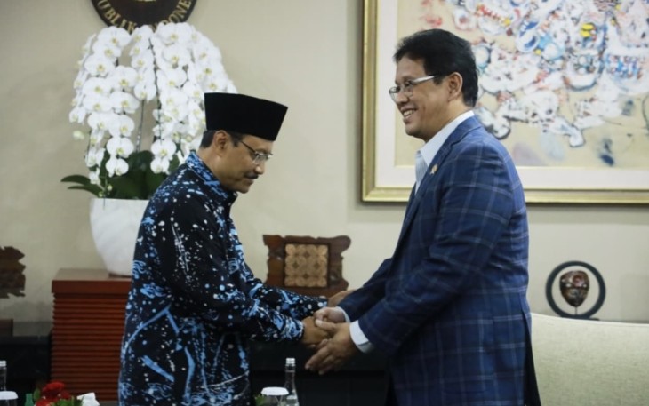 Mensos Saifullah Yusuf bersama Menkeu Purbaya di Jakarta, Selasa (23/12)