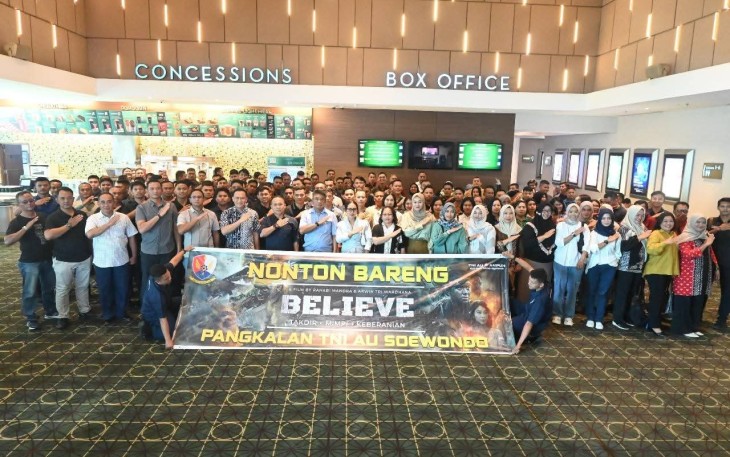 Keluarga Besar Lanud Soewondo Menggelar Nobar Film Nasional Berjudul Believe.