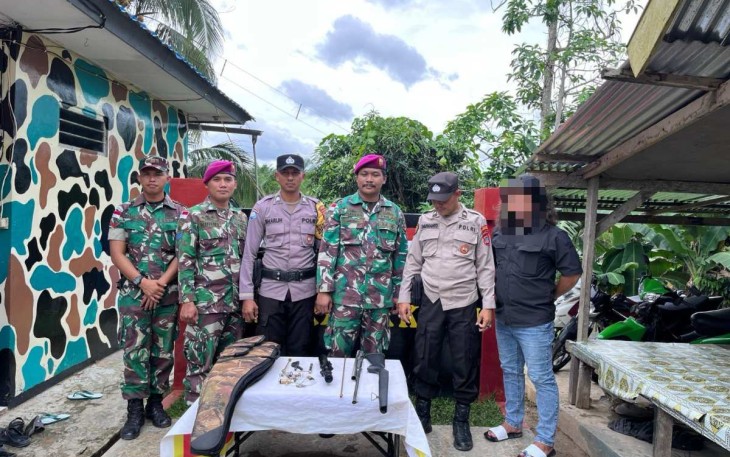 Satgas Marinir TNI AL Ambalat XXX saat konferensi pers 