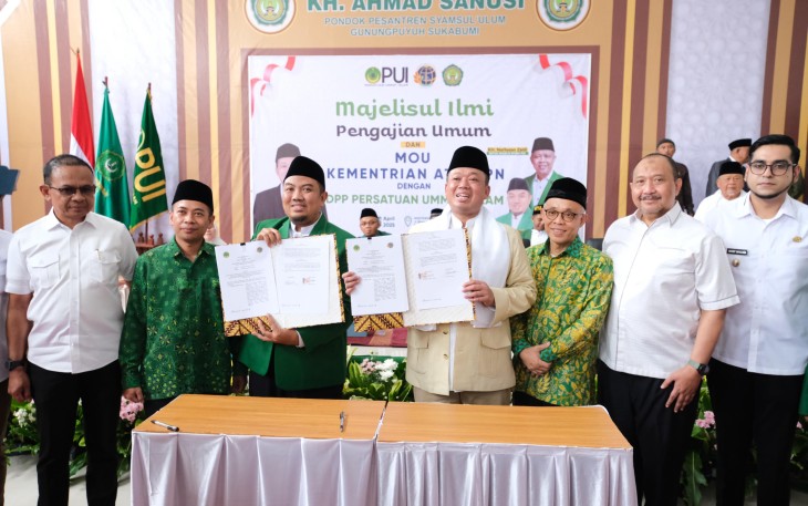 Menteri Nusron dan Ketua DPP PUI Teken MoU, Dorong Pemanfaatan Tanah Wakaf secara Produktif