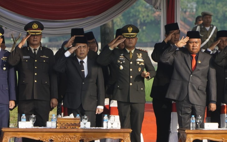 Dandim Madiun Bersama Forkopimda Kabupaten Madiun Mengikuti Upacara Hari Lahir Pancasila 2025