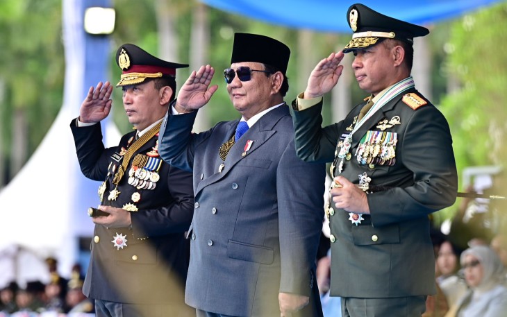 Presiden Prabowo Subianto menjadi Inspektur Upacara Peringatan Hari Bhayangkara ke-79 di Monas