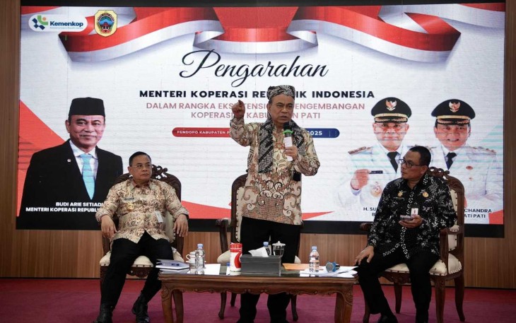Menkop Budi Arie Setiadi dalam acara Eksistensi dan Pengembangan Koperasi di Kabupaten Pati, Kamis (31/7)