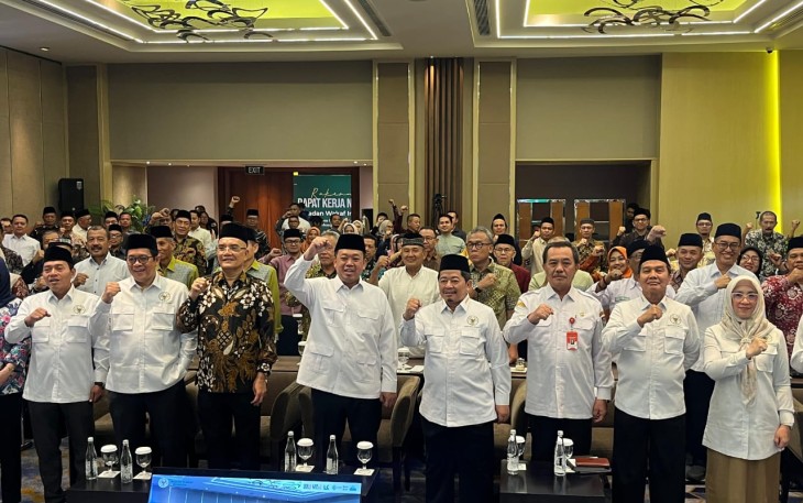 Rapat Koordinasi Nasional (Rakornas) Badan Wakaf Indonesia (BWI) Tahun 2025 bertema “Gerakan Indonesia Berwakaf: Meneguhkan Asta Cita Menuju Indonesia Emas” di Hotel Pullman Jakarta pada Rabu, 6 Agustus 2025