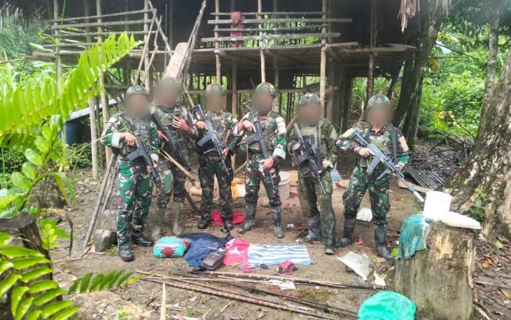 Satgas Pamtas Yonif 10 Marinir/SBY Gobang IV berhasil rebut markas separatis OPM di Papua Barat Daya, Senin (1/9)