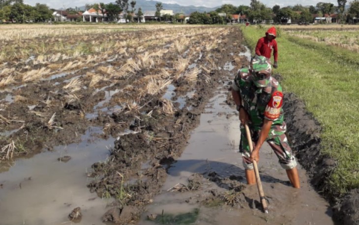 Bantu olah lahan petani wilayah desa binaan 