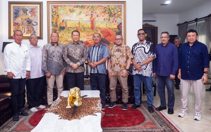 Anggota III DPR RI sekaligus Ketua MPR RI ke-15 dan Ketua Umum Asosiasi Perusahaan Perdagangan Barang Distributor Keagenan dan Industri Indonesia (Ardin Indonesia), Bambang Soesatyo Terima Pengurus Ardin Indonesia 