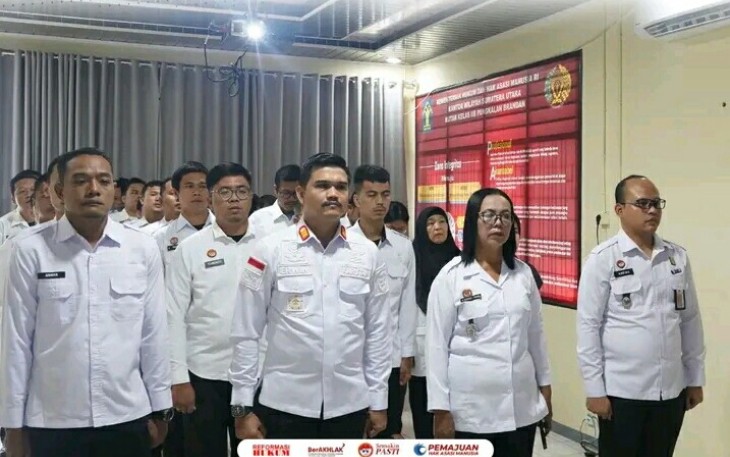 Karutan Pangkalan Brandan Erwin Siregar Beserta Jajaran Ikuti Apel
