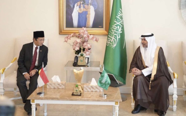 Menteri Agama RI, Nasaruddin Umar dan Menteri Kesehatan Arab Saudi, Fahad Abdulrahman Al-Jalajel di Jakarta, Senin (24/2)