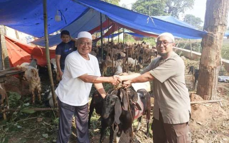 H Musliman saat menerima hewan qurban Ustadz Setiyo, Selasa (3/6)