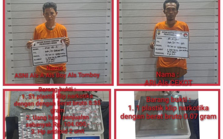 Diduga Pengedar Sabu Ditangkap Satnarkoba Polrestabes Medan.