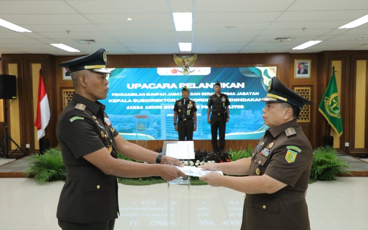 JAM-Pidmil saat Lantik Letkol Cpm Hairul Arifin sebagai Kepala Subdirektorat Koordinasi Penindakan