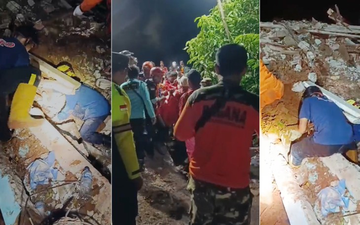 Proses pencarian dan pertolongan korban longsor di Kecamatan Majenang, Kabupaten Cilacap pada Kamis (13/11) malam. Dokumentasi: BPBD Kabupaten Cilacap