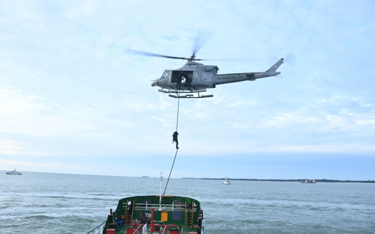Latihan Integrasi TNI Tahun 2025, di perairan Belinyu, Bangka Belitung, Rabu (19/11/2025).