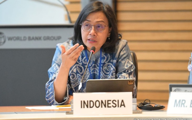 Menkeu, Sri Mulyani Indrawati dalam forum Health Works yang merupakan bagian dari rangkaian agenda IMF World Bank Spring Meetings 2025 di Washington DC Amerika Serikat, pada Kamis (24/04).