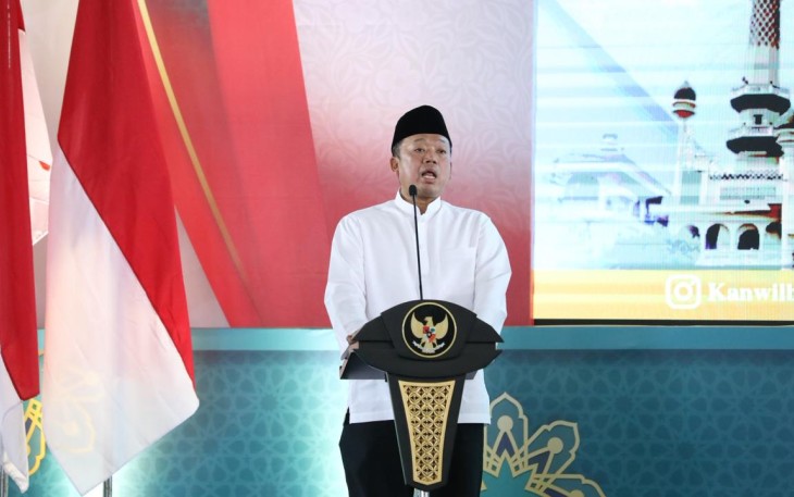 Menteri ATR/Ka.BPN RI, Nusron Wahid di Masjid Nasional Al-Akbar Surabaya, Sabtu (13/12/2025).