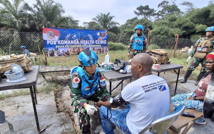 POB Komanda Satgas INDORDB XXXIX-G MONUSCO saat Kampanye Kesehatan di Desa Sokotano, Republik Demokratik Congo, Selasa (18/11/2025).