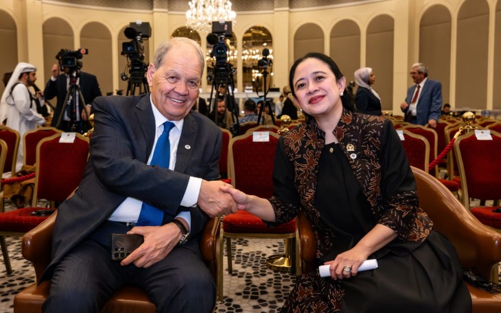 Puan Maharani saat bertemu Ketua Parlemen Palestina, Rawhi Fattouh.